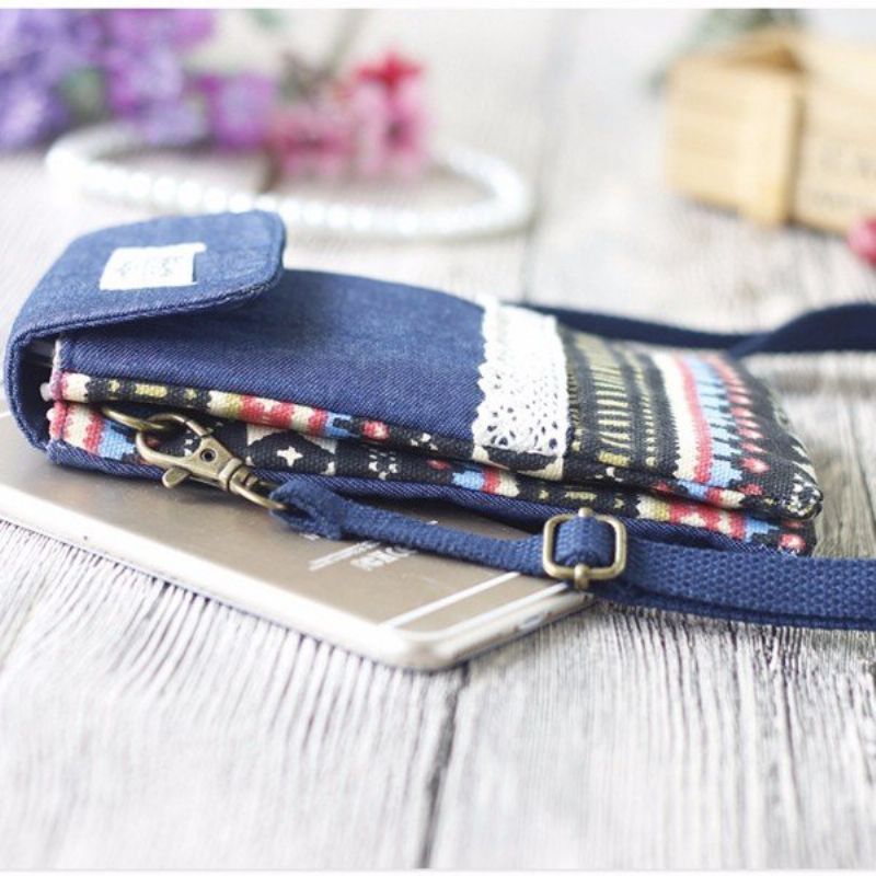 Cowboy Cotton Joint Shoulder 6-tommers Telefonveske Til Iphone Samsung Xiaomi Huawei