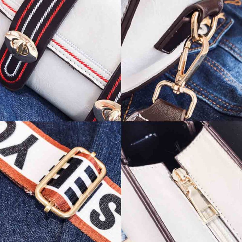 Crossbody-veske I Pu-skinn Med Alfabet-skulderreim Lady Mini-skulderveske Med Stripespenne For Shopping Dating