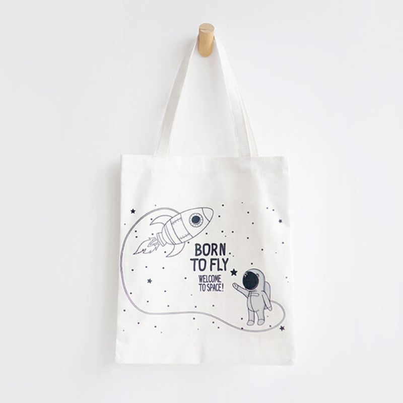 Cute Cat Prints Canvas Skulderveske Casual Bag