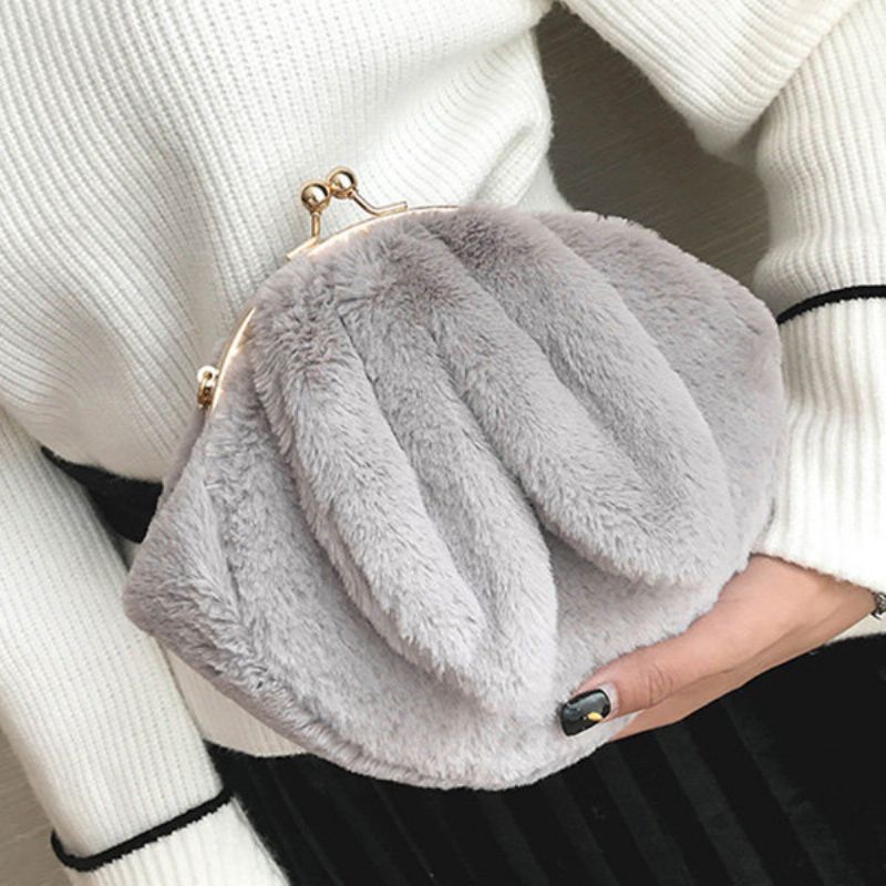 Cute Rabbit Plush Creative Skulderveske Telefonveske Kjede Shell Crossbody-vesker