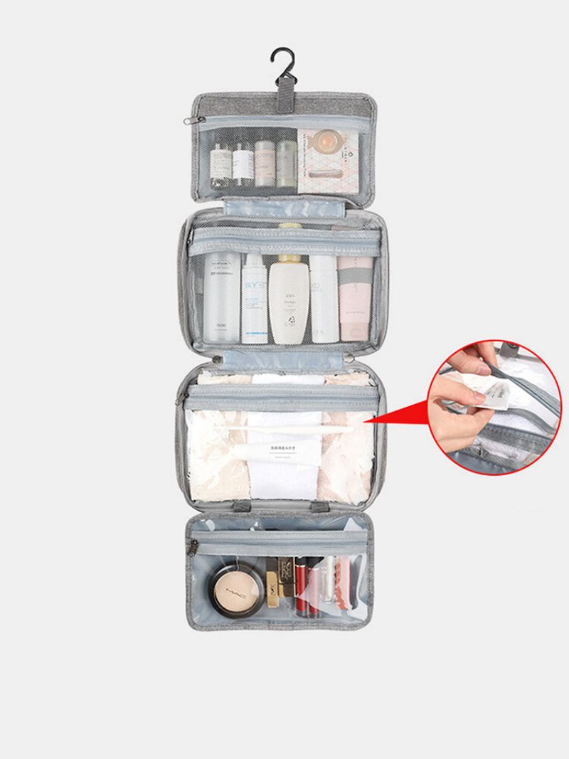 Dame Dacron Stoff Uformell Stor Kapasitet Oppbevaringsveske Vanntett Bærbar Reise Makeup Bag