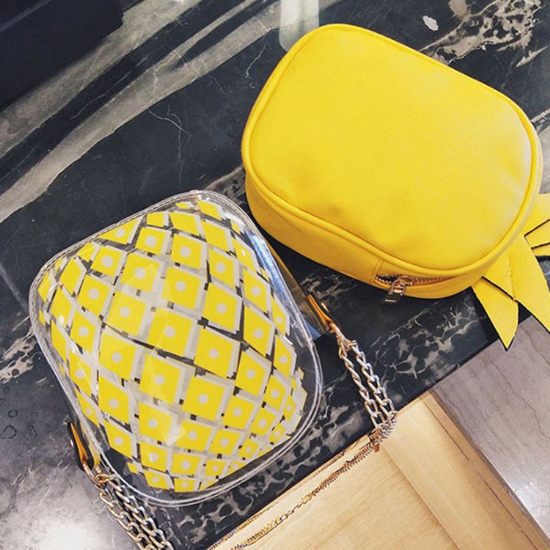 Dame Godteri Farge Transparent Ananas Bag Søt Søt Crossbody Vesker