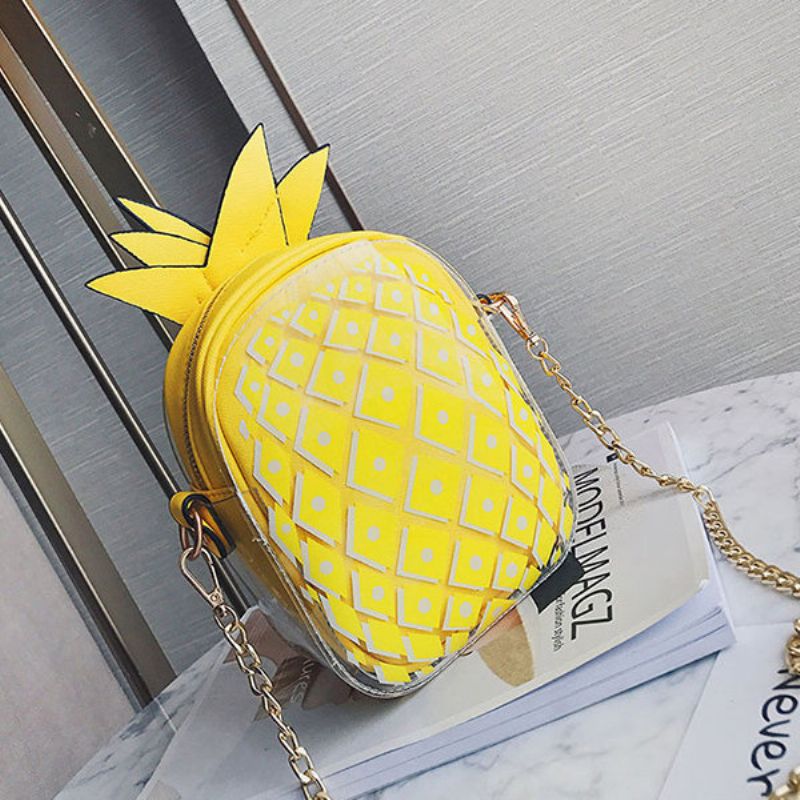 Dame Godteri Farge Transparent Ananas Bag Søt Søt Crossbody Vesker