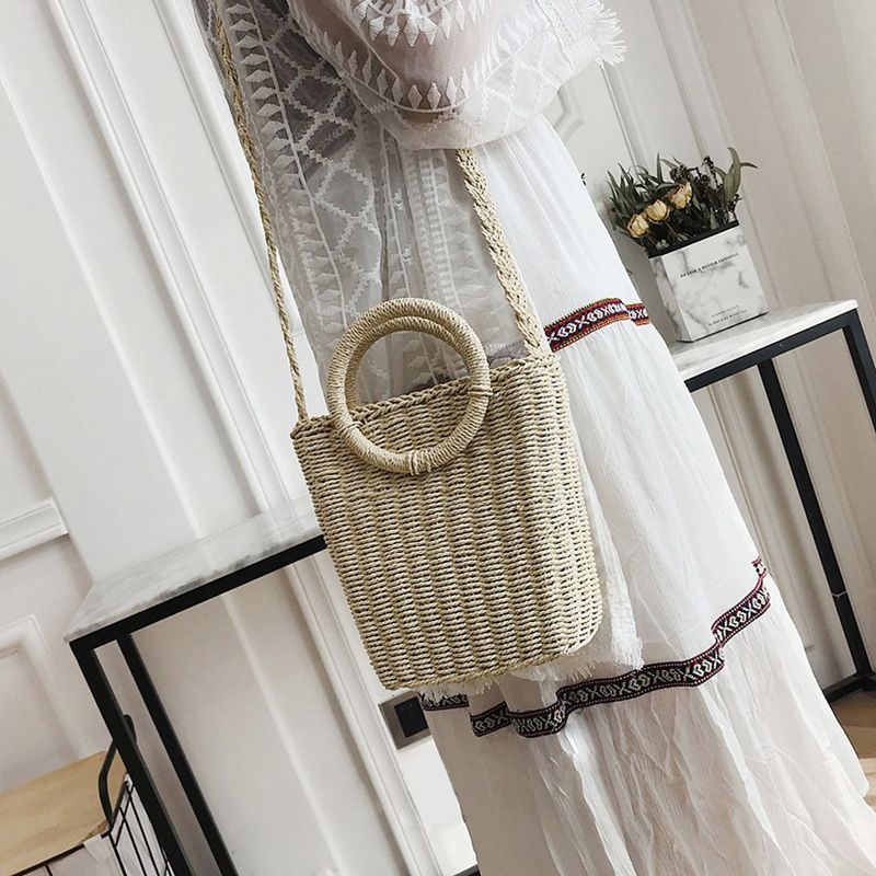 Dame Halm Sommer Strand Tote Bag Casual Holiday Wicker Rattan Bags