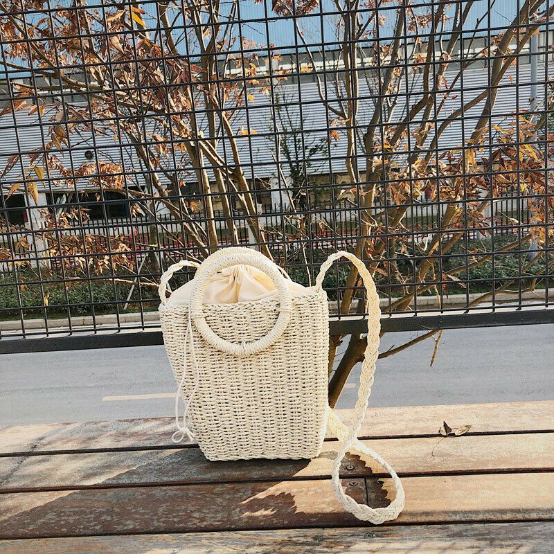 Dame Halm Sommer Strand Tote Bag Casual Holiday Wicker Rattan Bags