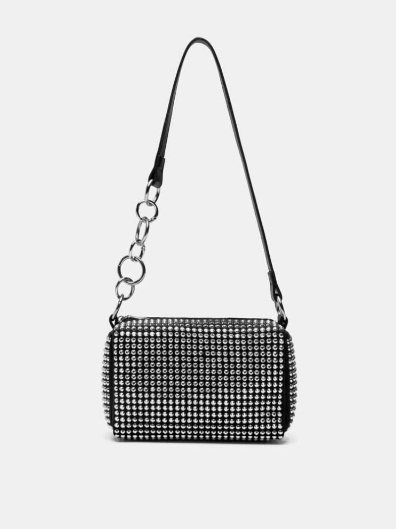 Dame Mote Diamond Rhinestone One Shoulder Crossbody Håndveske