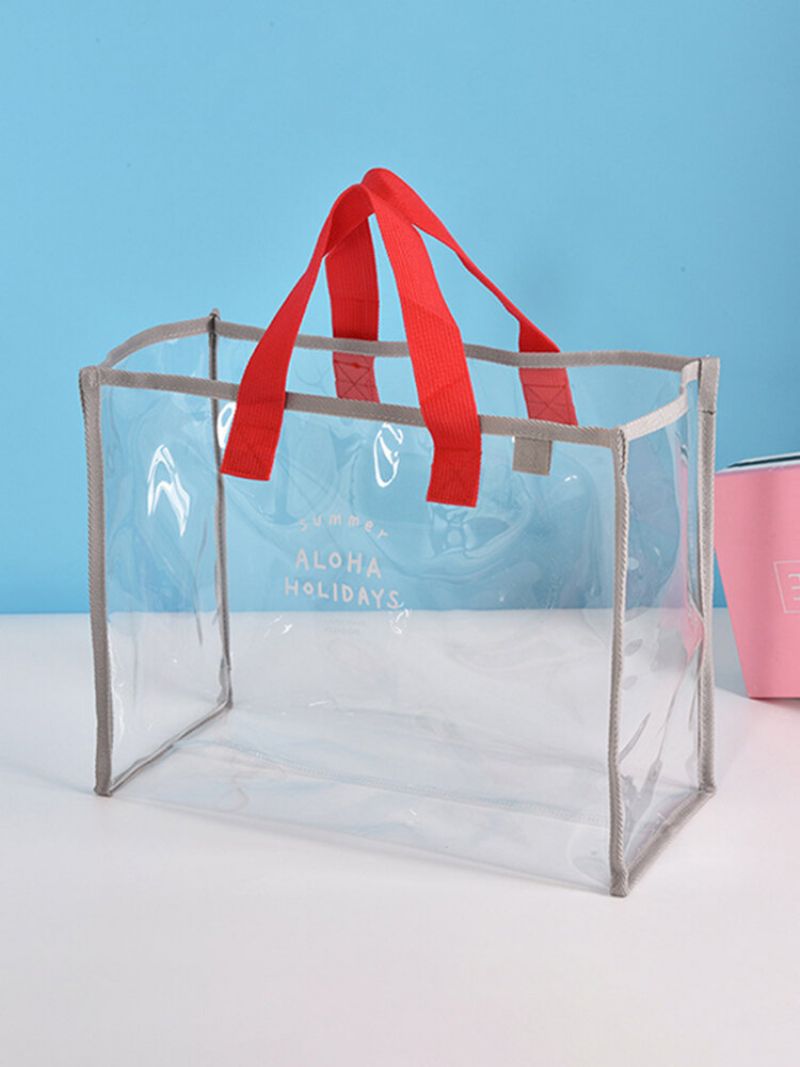 Dame Pvc Transparent Kapasitet Handbag Beach Bag Reise Svømmevesker