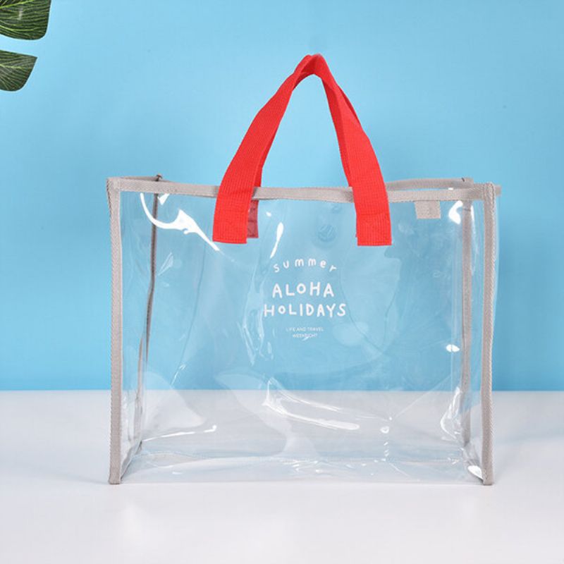 Dame Pvc Transparent Kapasitet Handbag Beach Bag Reise Svømmevesker