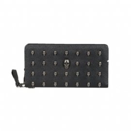 Dame Veske Vintage Punk Skull Bag Pu Lær Lommebøker Lang Reiseveske Armbånd Clutch