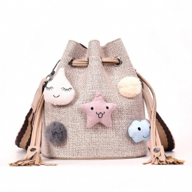 Damebøtte Med Stråskulder Snøring Hobo Beach Travel Bag Liten Doll Crossbody Bag For Lady