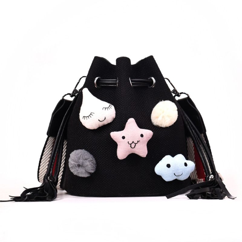 Damebøtte Med Stråskulder Snøring Hobo Beach Travel Bag Liten Doll Crossbody Bag For Lady