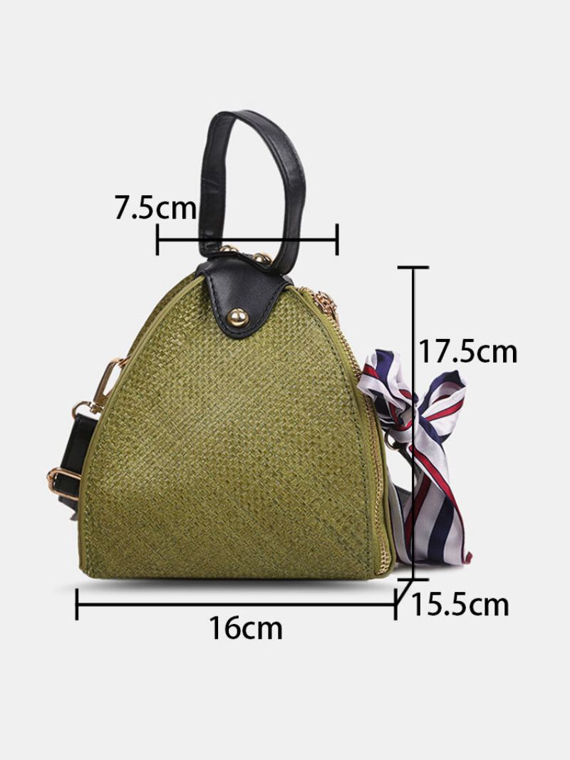 Damer Halm Casual Weave Vakkert Silkeskjerf Ensfarget Crossbody Bag Veske