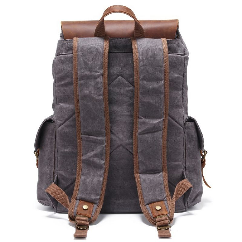 Dataryggsekk For Menn Retro Crazy Horse Leather Backpack Canvas Herreveske