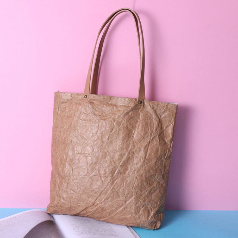 Designer Crumple Kraft Paper Stilig Håndveske Uformelle Bokvesker