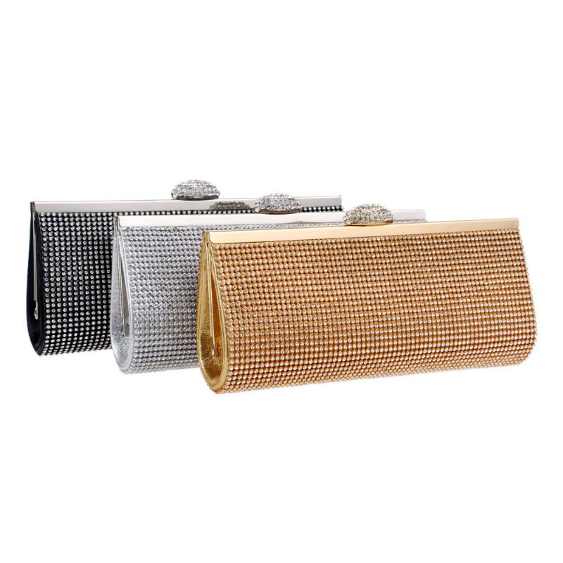 Diamond-besatt Kveldsveske Europeiske Og Amerikanske Damebankett Veske Polyester Dress Clutch