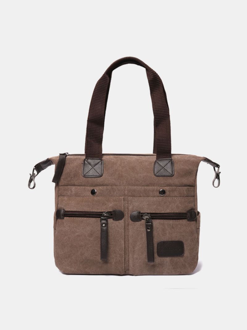 Ekphero Menn Kvinner Casual Canvas Bærbare Håndvesker Med Flere Lommer Pute Crossbody Bag