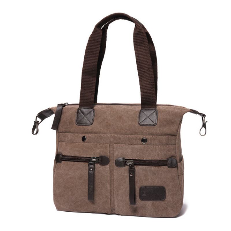 Ekphero Menn Kvinner Casual Canvas Bærbare Håndvesker Med Flere Lommer Pute Crossbody Bag