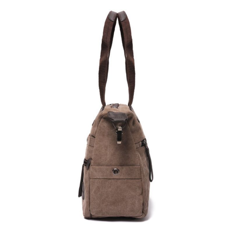 Ekphero Menn Kvinner Casual Canvas Bærbare Håndvesker Med Flere Lommer Pute Crossbody Bag