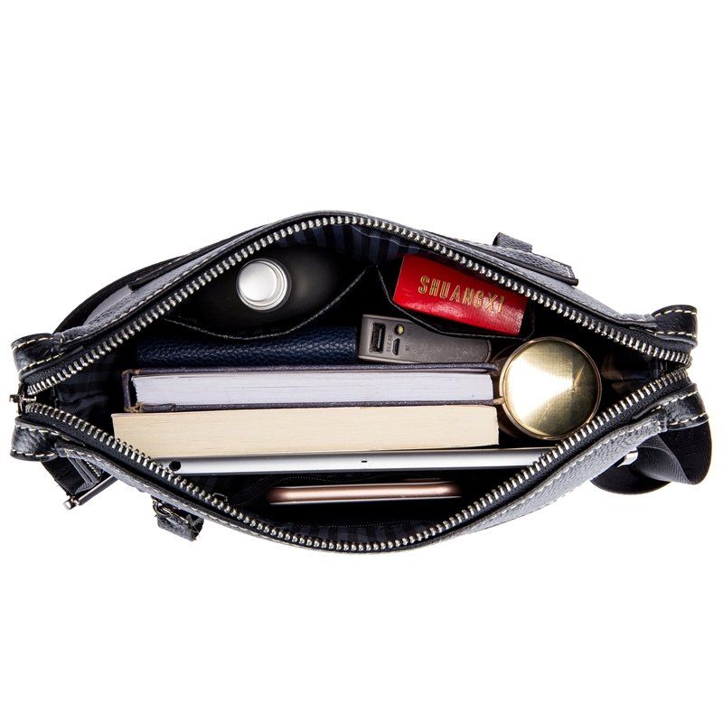 Ekte Skinn Business Menn Skulderveske Crossbody Bag