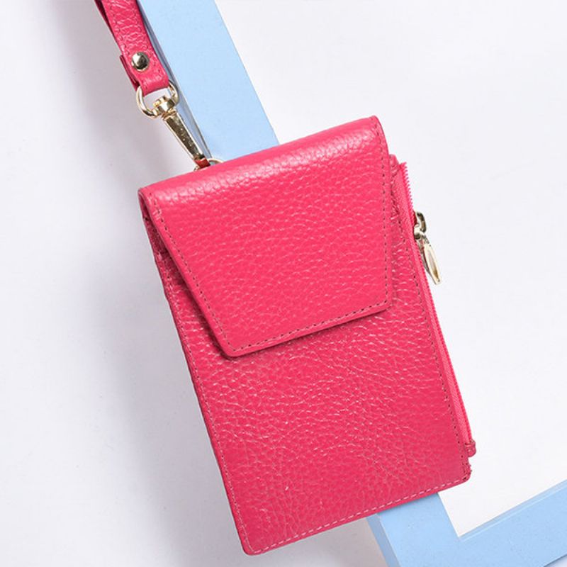 Ekte Skinn Candy Color Card Holder Hang Bags