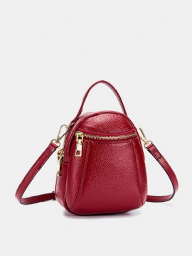 Ekte Skinn Pure Color 5.5-tommers Telefonveske Skulderveske Crossbody-vesker For Kvinner