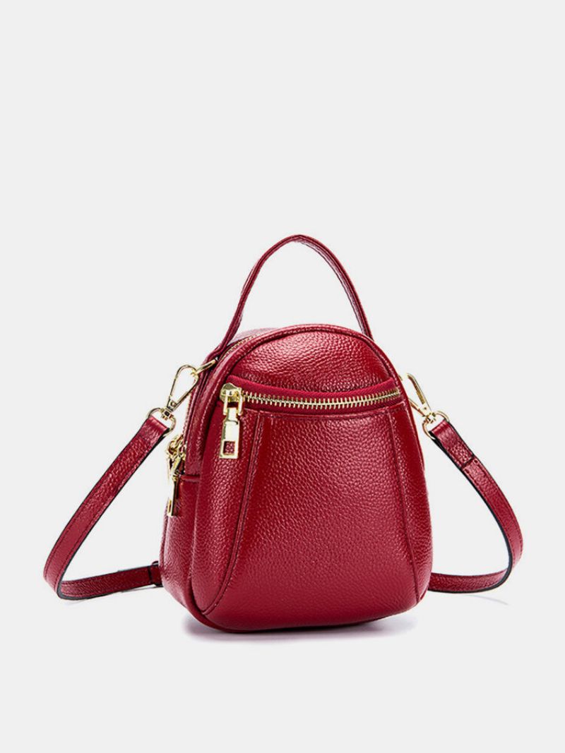 Ekte Skinn Pure Color 5.5-tommers Telefonveske Skulderveske Crossbody-vesker For Kvinner