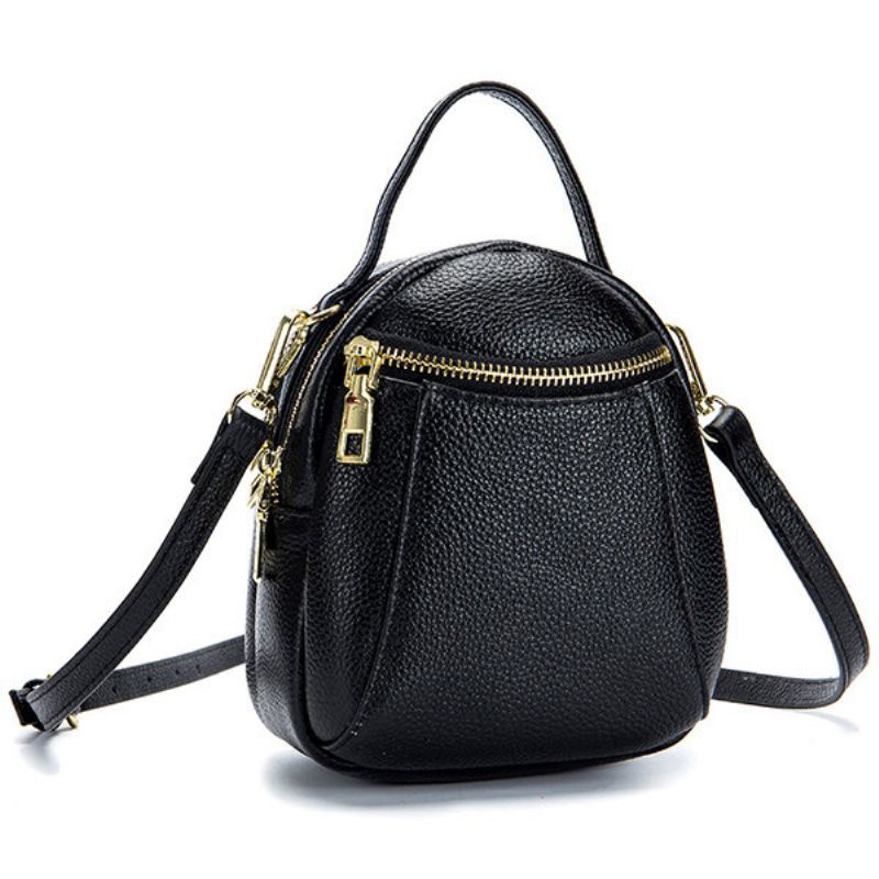 Ekte Skinn Pure Color 5.5-tommers Telefonveske Skulderveske Crossbody-vesker For Kvinner