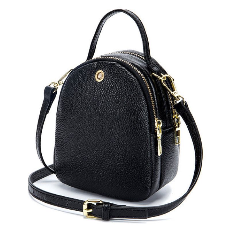 Ekte Skinn Pure Color 5.5-tommers Telefonveske Skulderveske Crossbody-vesker For Kvinner