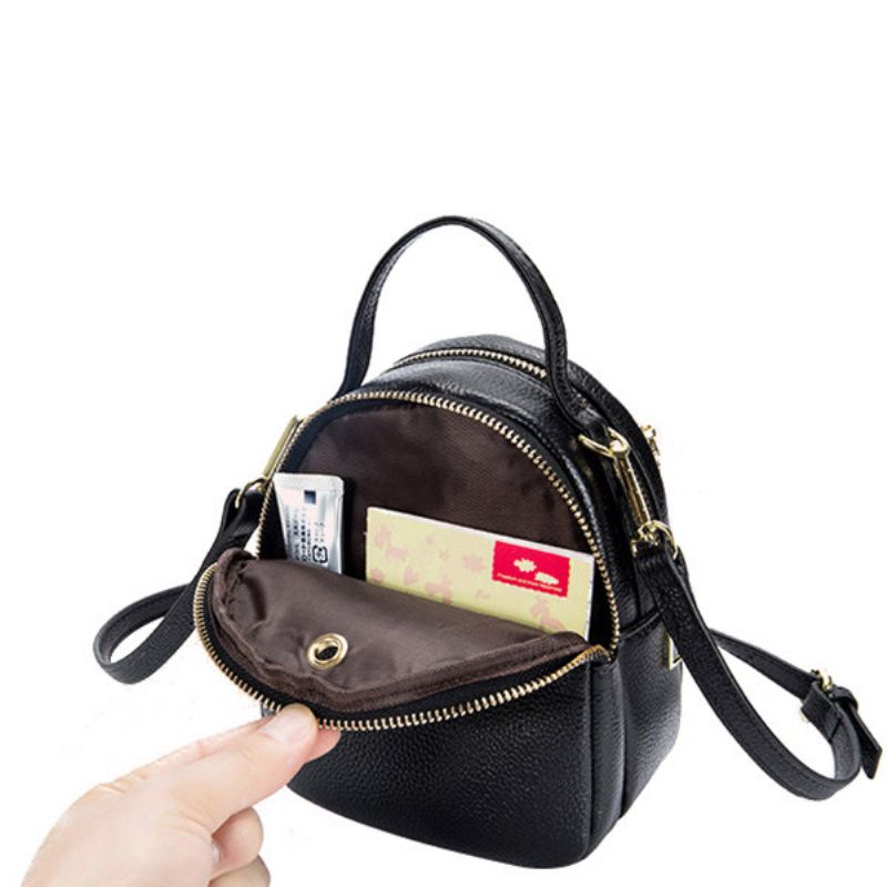 Ekte Skinn Pure Color 5.5-tommers Telefonveske Skulderveske Crossbody-vesker For Kvinner