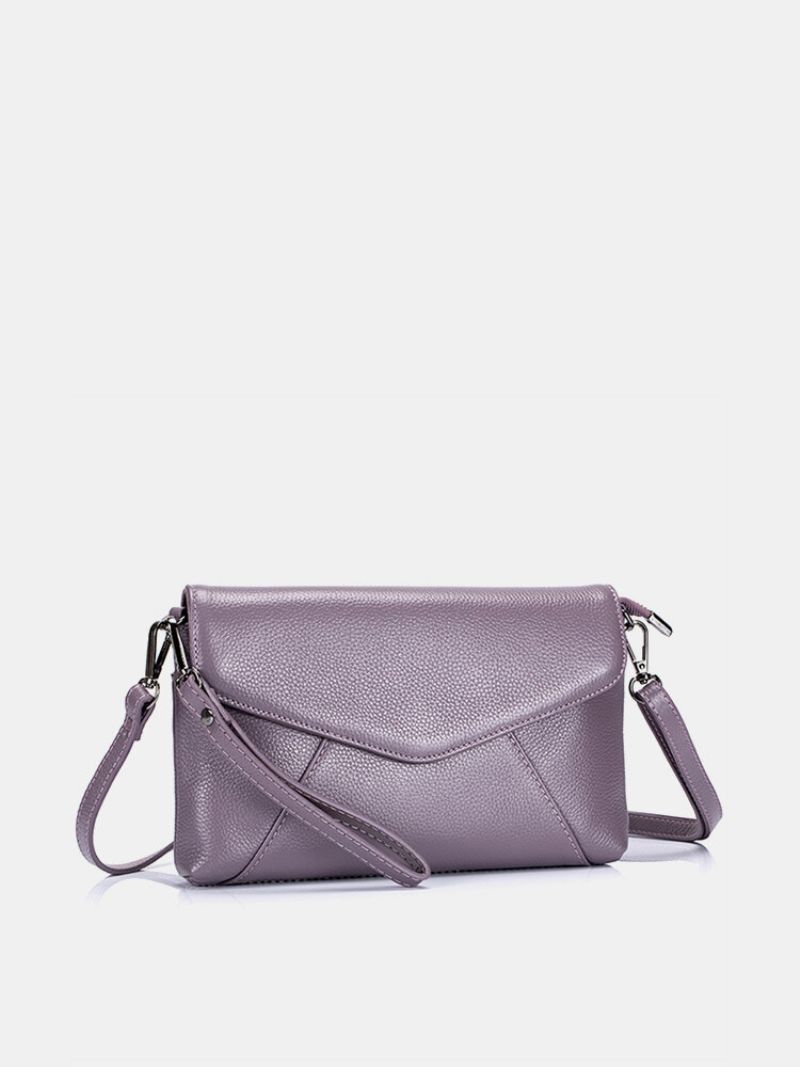 Ekte Skinn Pure Color Retro Skuldervesker Crossbody-vesker For Kvinner