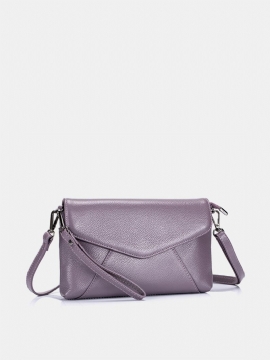 Ekte Skinn Pure Color Retro Skuldervesker Crossbody-vesker For Kvinner