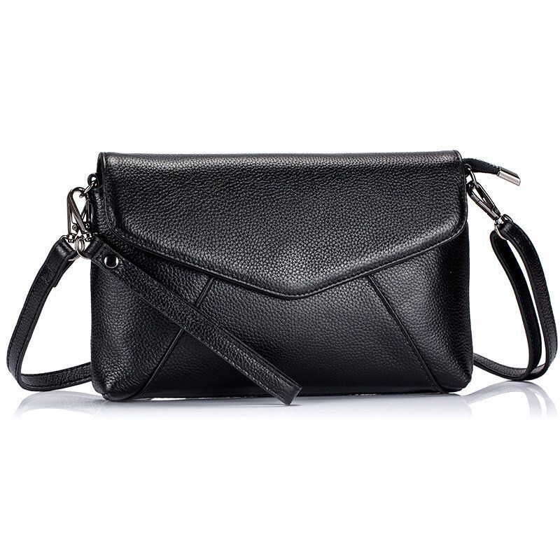 Ekte Skinn Pure Color Retro Skuldervesker Crossbody-vesker For Kvinner