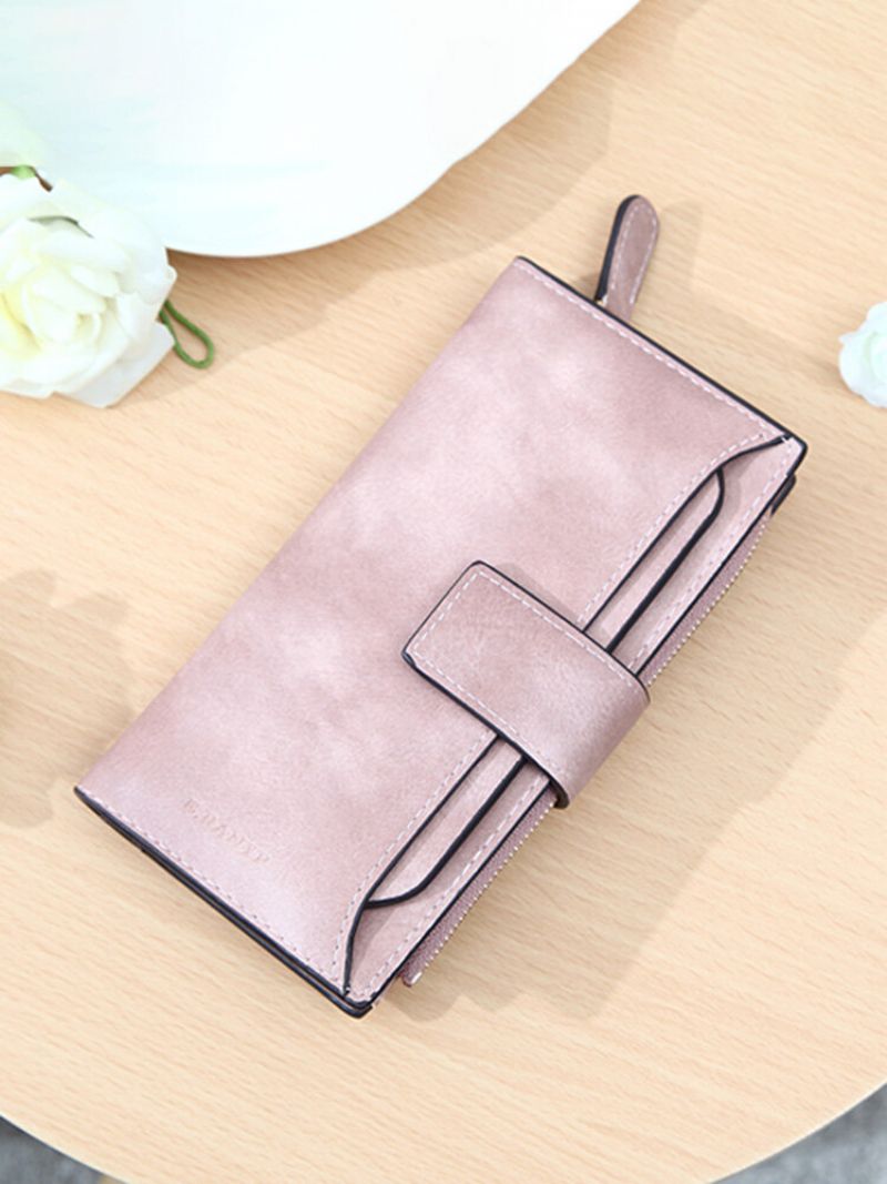 Elegant Candy Color Pu-skinn Lang Lommebok 5.5 Tommers Telefonveske Kortholder Veske For Kvinner