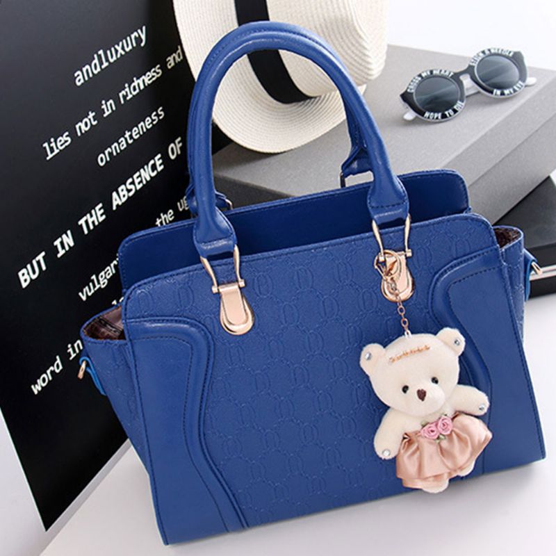 Elegant Dame Tilbehør Ellipse Chain Pu Leather Lady Tote Bag Sets 4 Stk