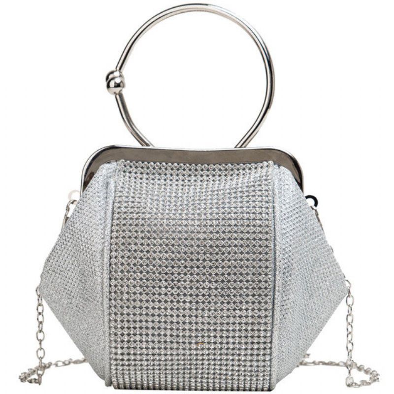 Elegant Liten Veske Kvinnelig Ny Utenlandsk Gasskjede Skulderveske Fashion Diamond Crossbody Bag