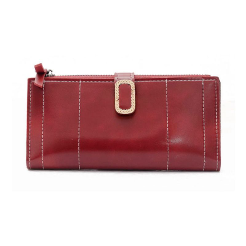 Elegant Syntetisk Skinn Lang Clutch Veske Med Spenne Belte Casual Solid Kvinner