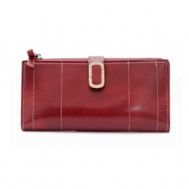 Elegant Syntetisk Skinn Lang Clutch Veske Med Spenne Belte Casual Solid Kvinner