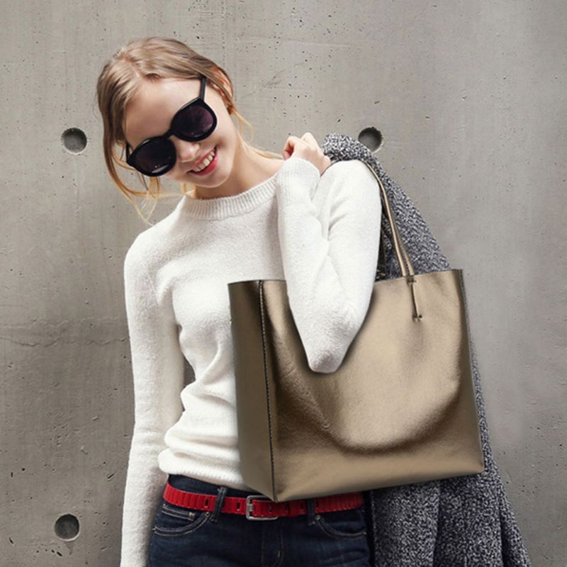 Elegant Tote Bag Skulderveske Retro Pu-skinn Mote Litchi Grain Stor Størrelse Clutchvesker 2023 Motehåndveske Med Veske