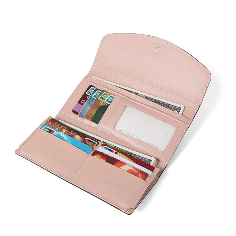 Elegant Veske For Kvinner Skinn Slank Clutch Med Trifold Design Kredittkortholder For Organizer