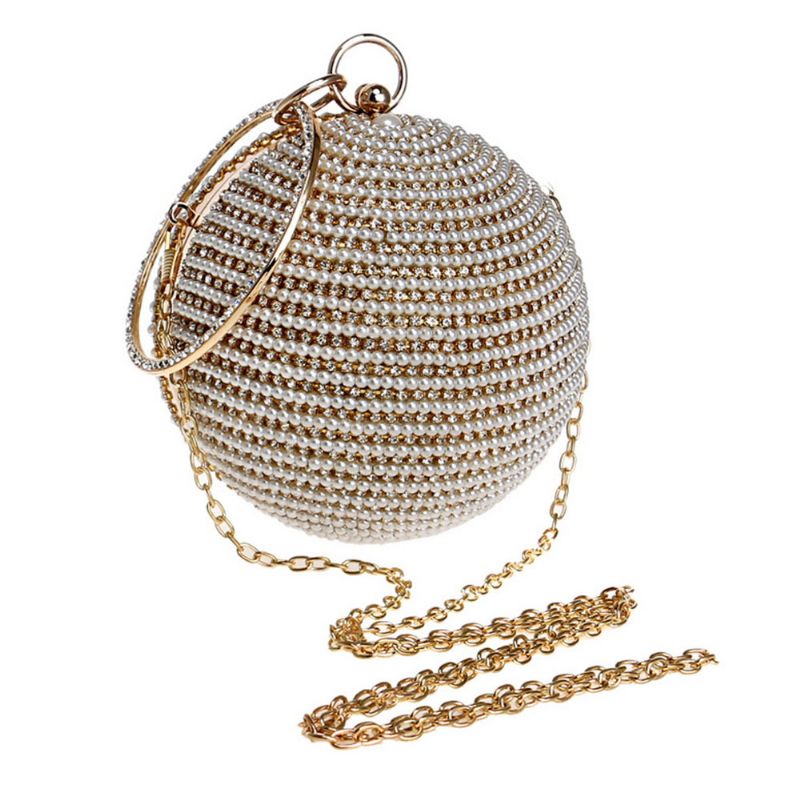 Fashion Pearl Ball Tote Håndveske European Beauty Party Bag Høykvalitets Polyester Evening Bag