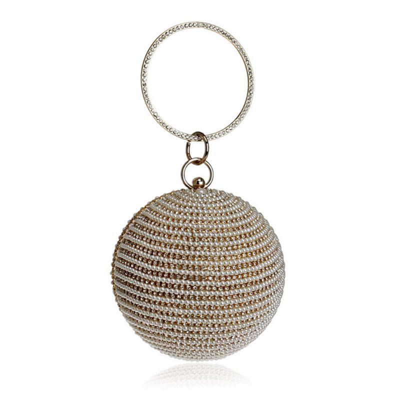 Fashion Pearl Ball Tote Håndveske European Beauty Party Bag Høykvalitets Polyester Evening Bag