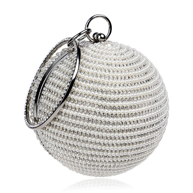 Fashion Pearl Ball Tote Håndveske European Beauty Party Bag Høykvalitets Polyester Evening Bag