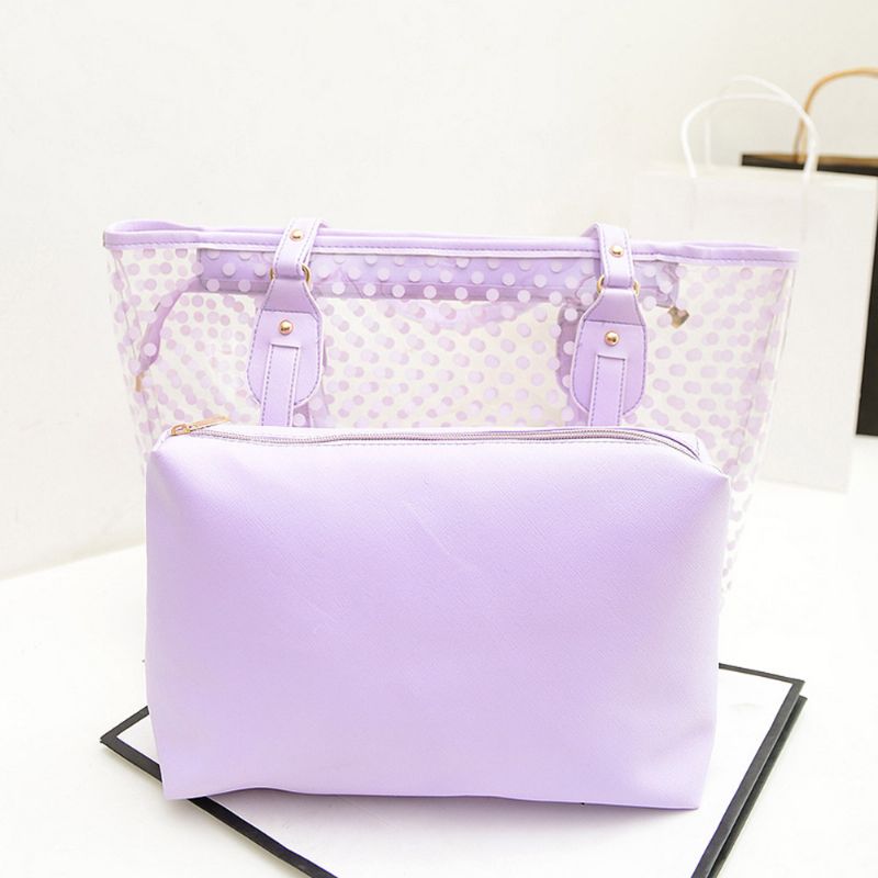 Fresh Color Tote Bag For Damer Sommerbruk Jelly Handbag Wave Point Vanntett Pvc Beach Brukt Crystal Single Shoulder Hold Bag