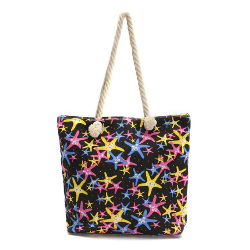 Gjenbrukbar Starfish Canvas Skulderveske Reise Shopping Tote Håndveske