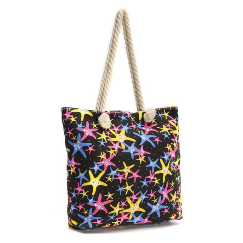 Gjenbrukbar Starfish Canvas Skulderveske Reise Shopping Tote Håndveske