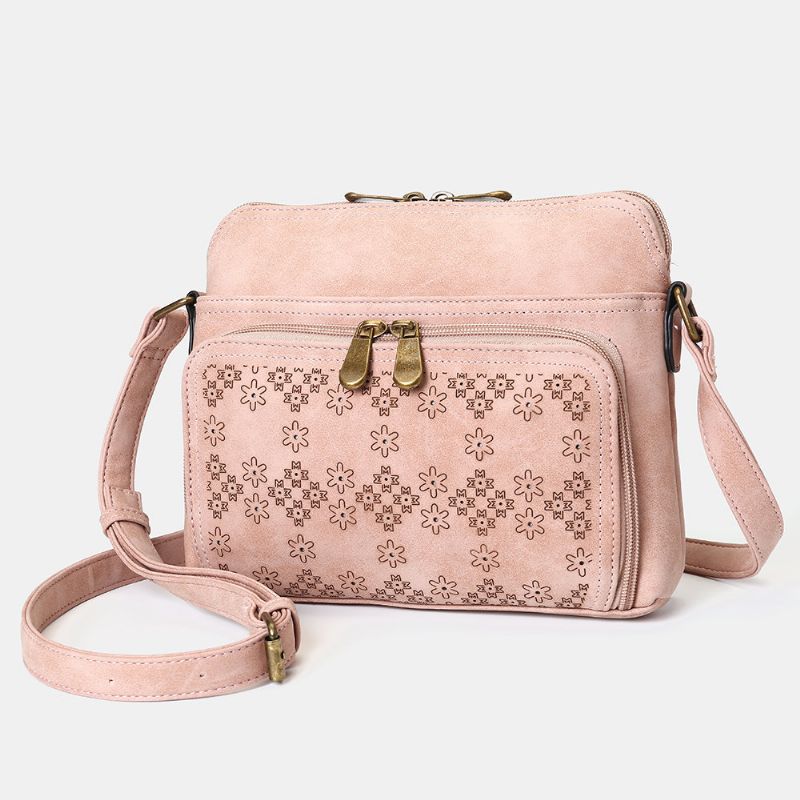 Hollow Out Lett Solid Flower Design Crossbody Bag