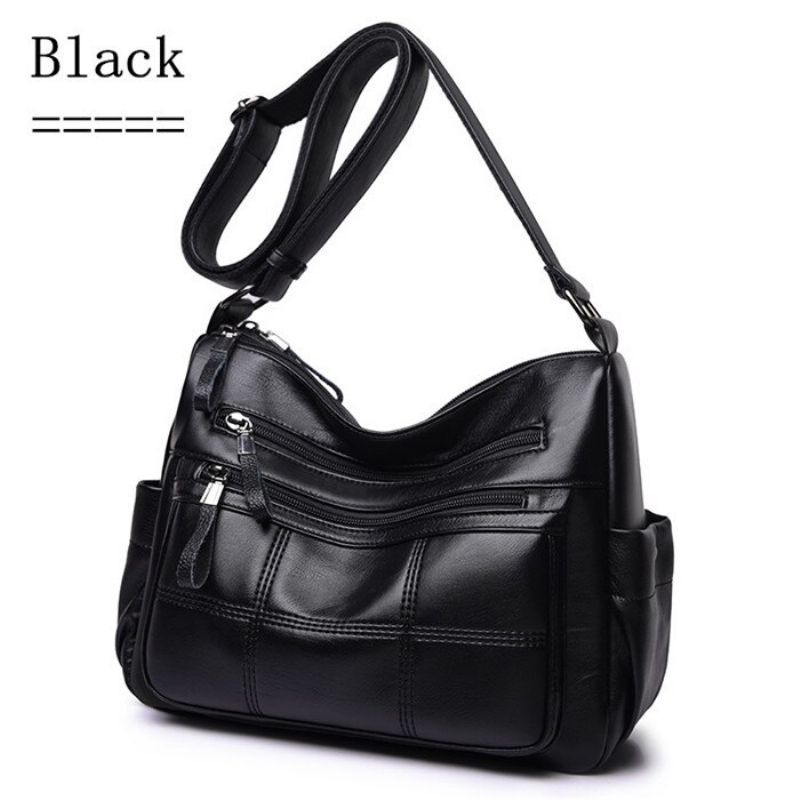 Hot Mykt Skinn Bolsa Luksus Dame Håndvesker Kvinnelige Crossbody Vesker For Kvinner Skulder Messenger Bags Thread Sac A Main Femme