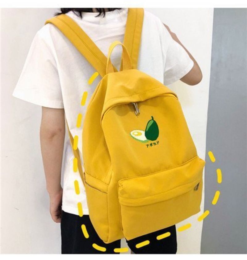 Ins Wind Bag Kvinnelige Høyskolestudenter Harajuku Ryggsekk Day High School Ancient Sense Girl Brodery Line Lerretsryggsekk