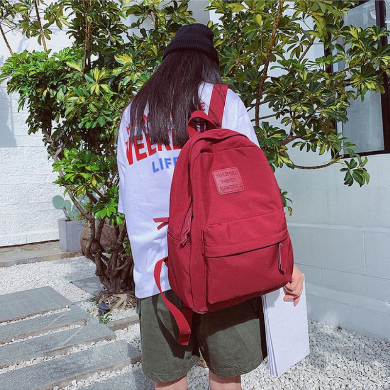 Japansk Versjon Av The Ancient Sense Of Solid Color Ryggsekk Girl Super Student Bag Wild Waterproof Sen Backpack Tide 201