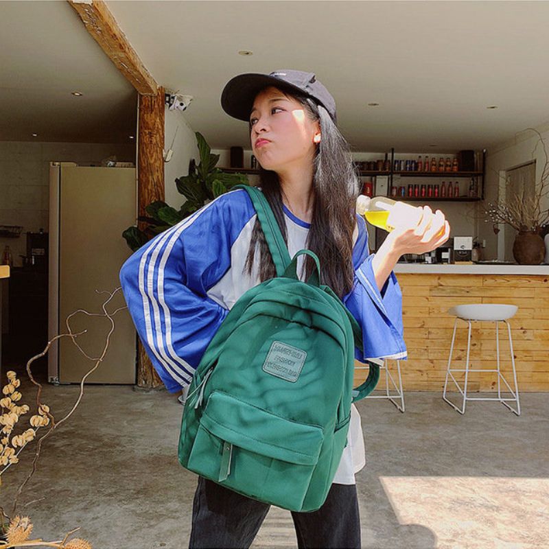 Japansk Versjon Av The Ancient Sense Of Solid Color Ryggsekk Girl Super Student Bag Wild Waterproof Sen Backpack Tide 201